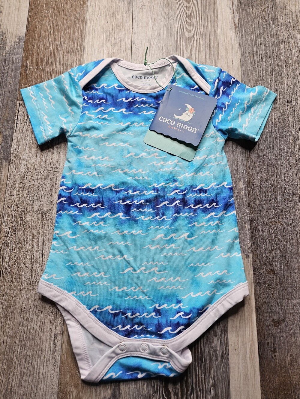 Coco Moon 6-12 Months Bamboo Huggable Onesie Nala NEW Ocean Blue